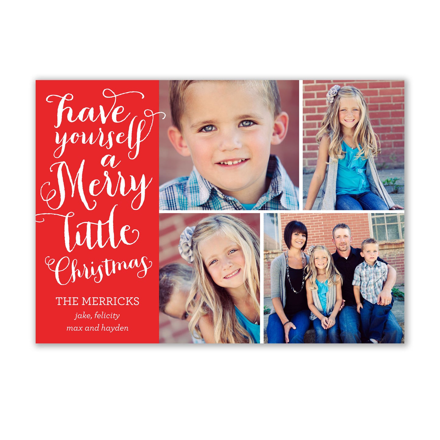Noteworthy Christmas Calligraphy Photo Card with white unlined envelopes.