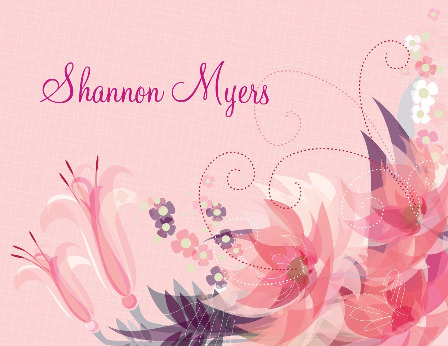 Retro Floral Pink Folded Note Thank You Note Cards