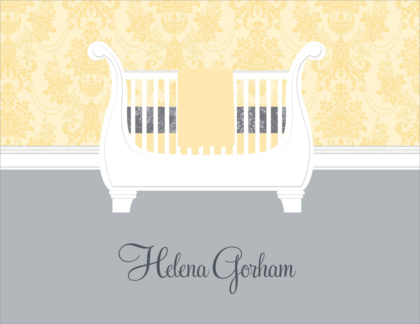 Sleigh Crib Buttercup & Silver Note Cards