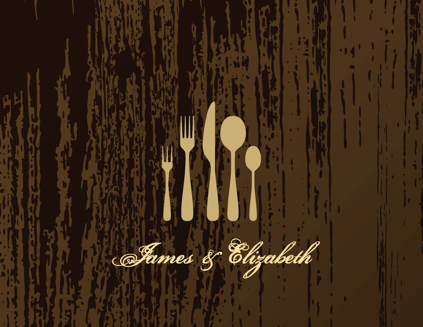 Woodgrain Dinner Gold Thank You Cards