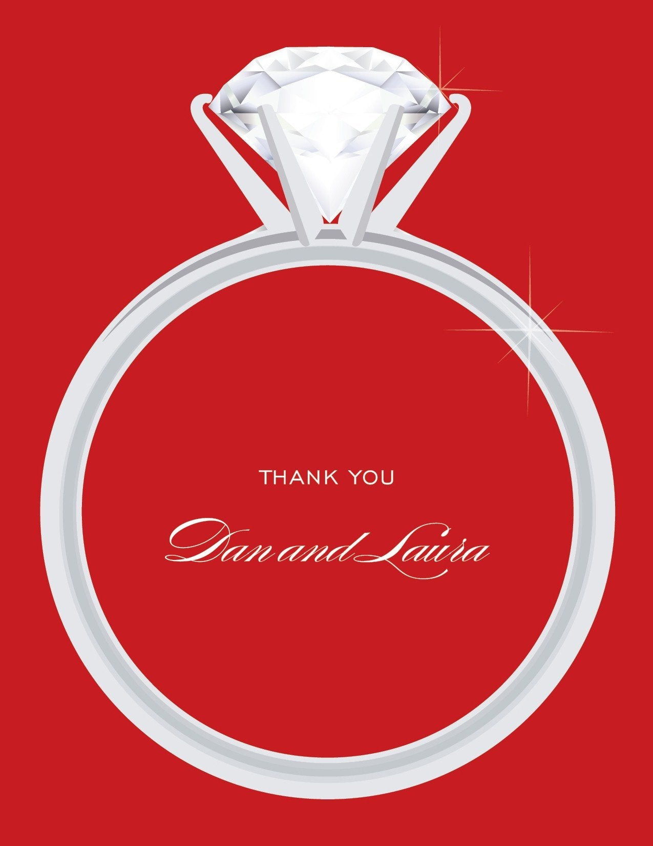 Solitaire Engagement Berry Thank You Cards