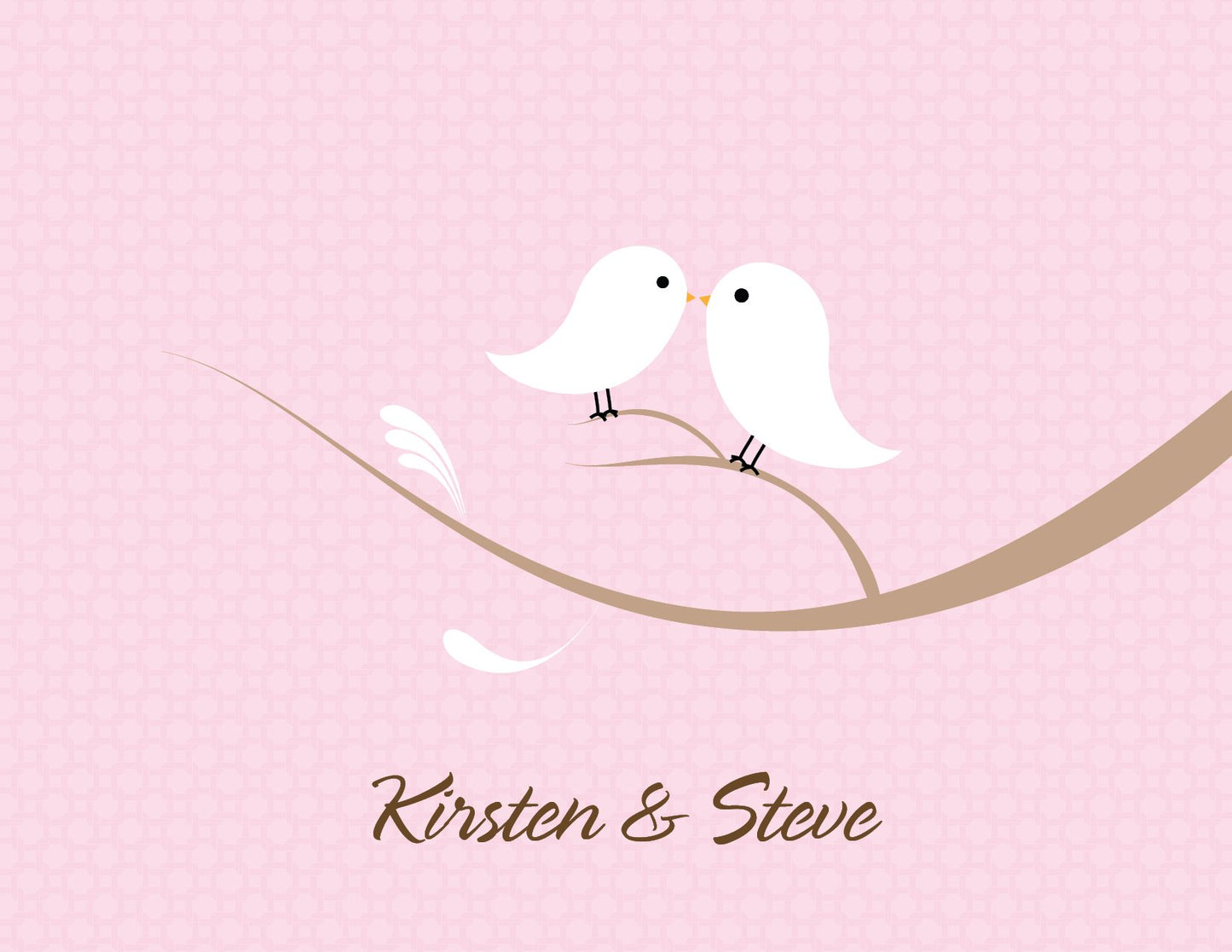 The Love Birds Pink Thank You Cards by Noteworthy feature two love birds on a brown branch with a pink patterned background—ideal for notecards or personalized messages.