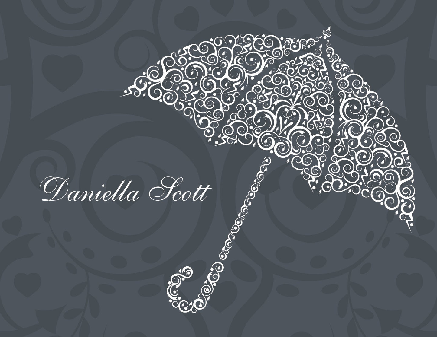 Filigree Umbrella Charcoal Thank You Cards