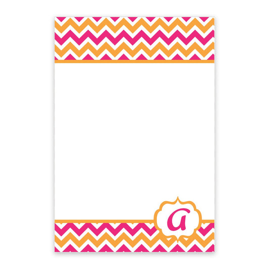 Pink and Orange Chevron Pattern Personalized Notepad