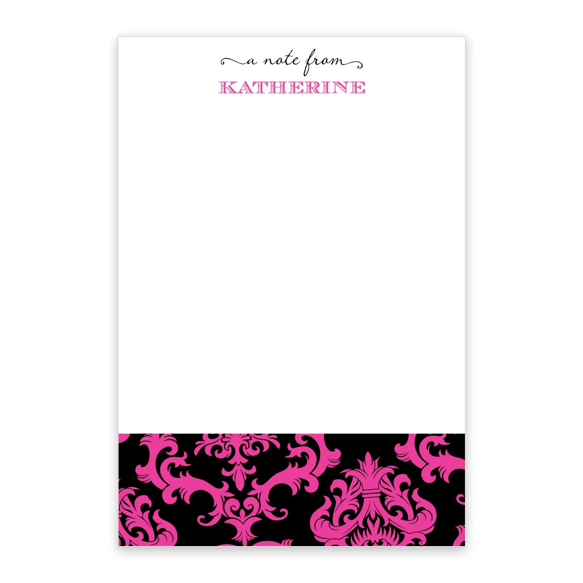 Hot Pink on Black Toile Personalized Notepad