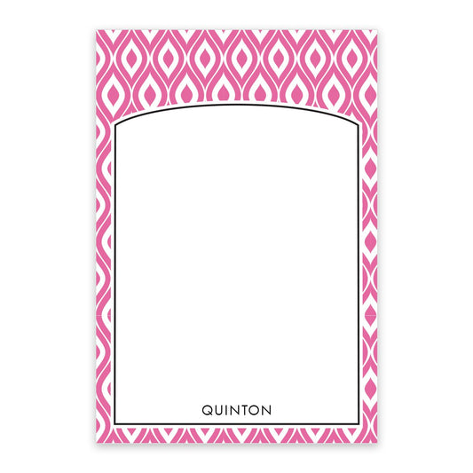 The Noteworthy Pink Abstract Pattern Personalized Notepad features a stylish design with your name—ideal for anyone who loves chic, personalized stationery.