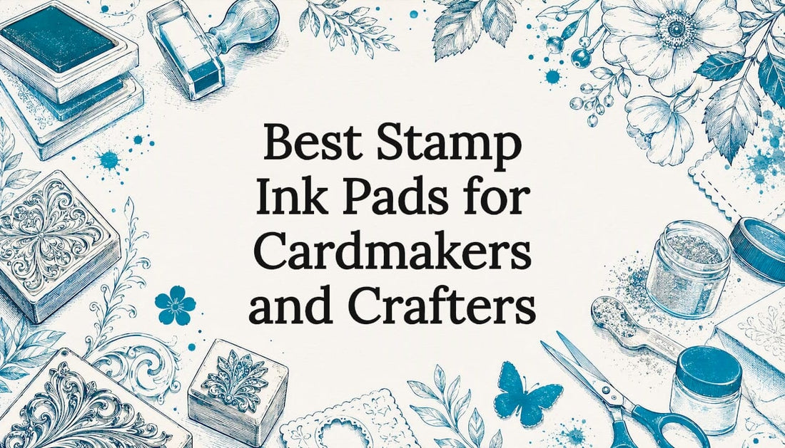 Decorative title card illustration for stamp ink pads article