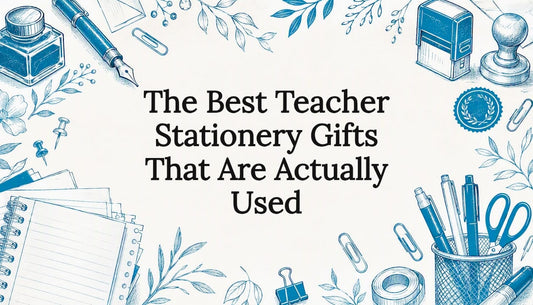Decorative title card with teacher stationery sketches