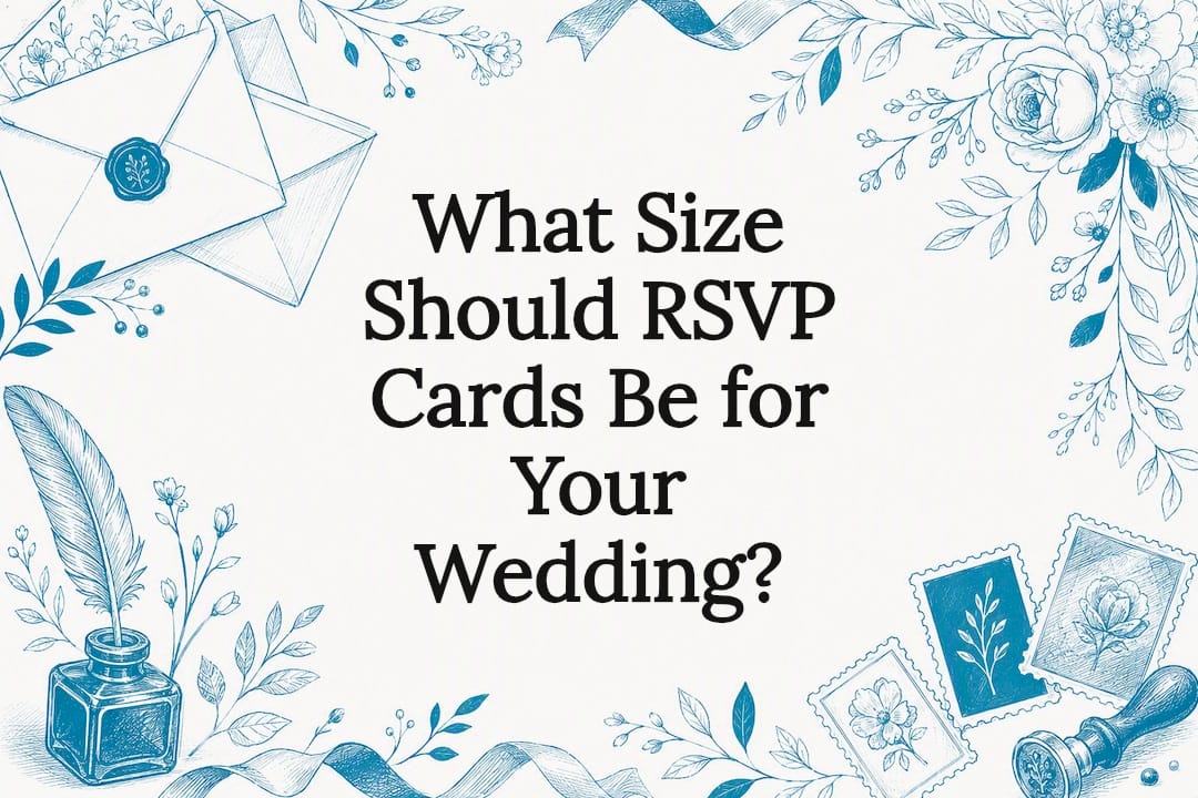 Decorative wedding RSVP card title card illustration