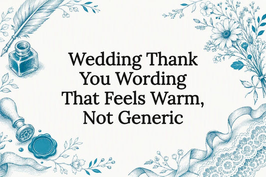 Decorative wedding thank you note title card illustration