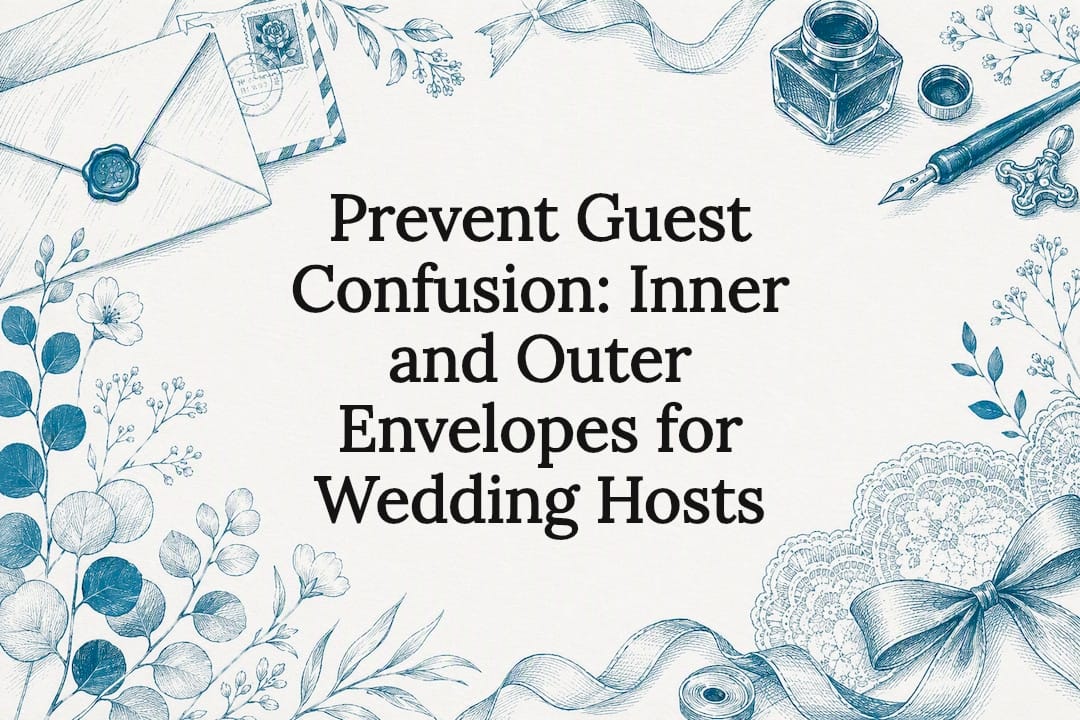 Decorative title card with wedding stationery sketches