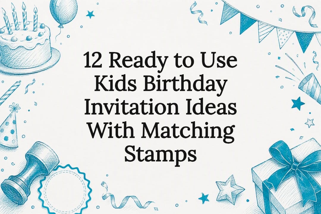 Decorative kids birthday stationery title card