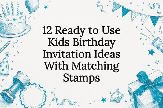 Decorative kids birthday stationery title card