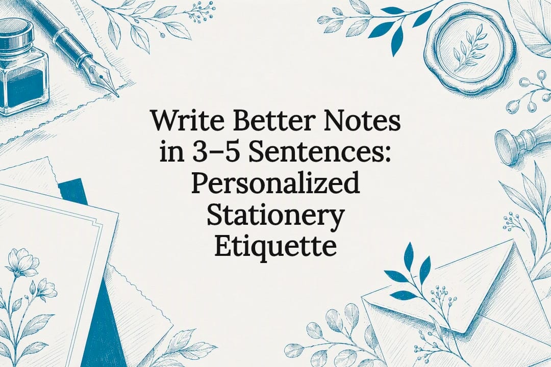 Decorative personalized stationery title card
