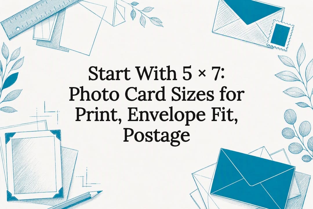 Decorative photo card sizing title illustration