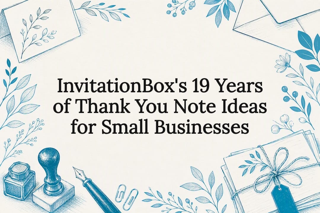 Decorative thank-you note title card illustration