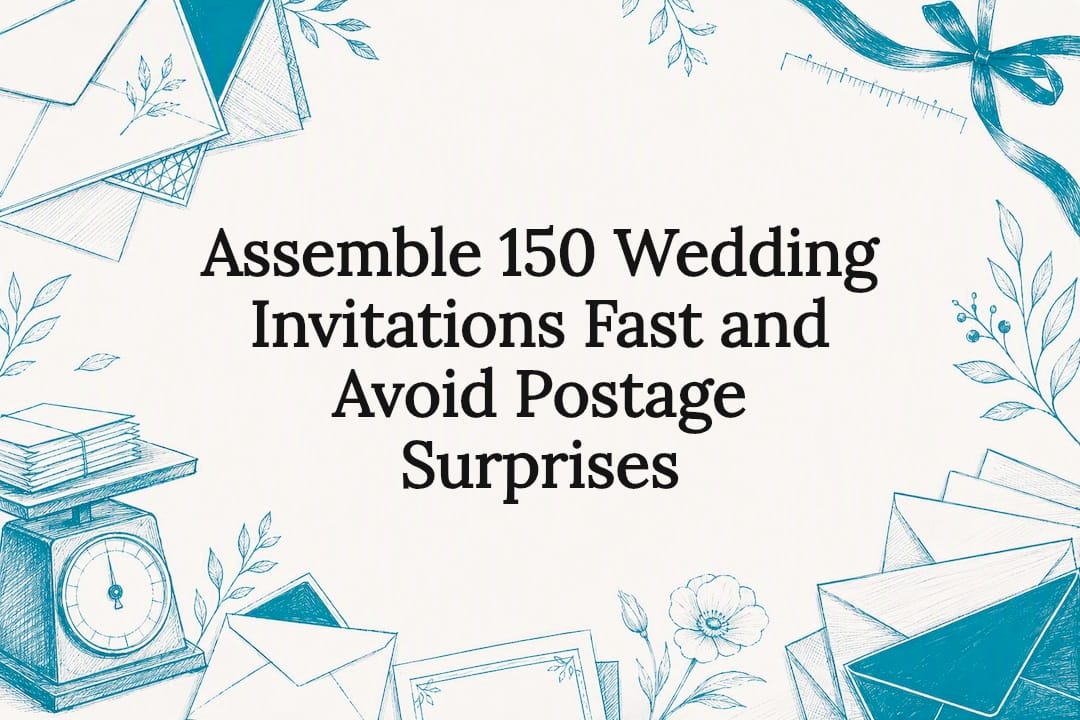 Decorative wedding invitation assembly title card