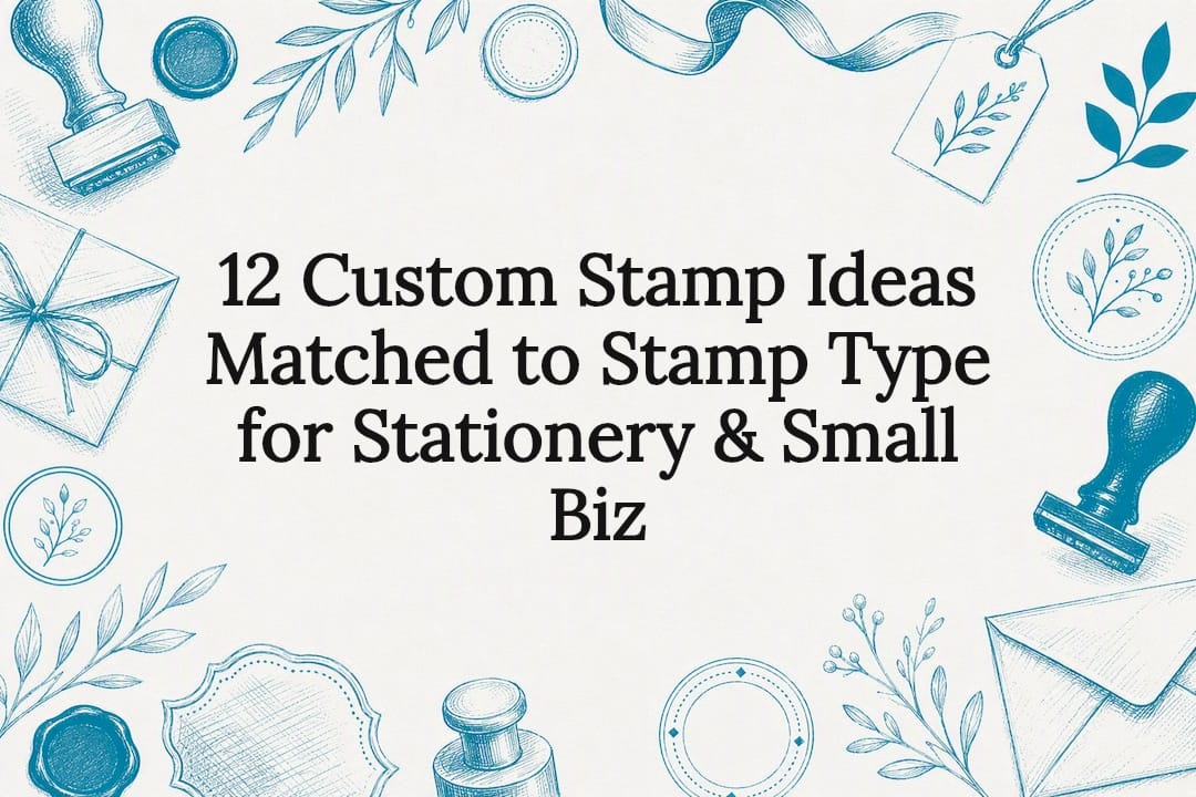 Decorative custom stamp stationery title card