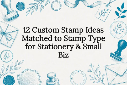 Decorative custom stamp stationery title card