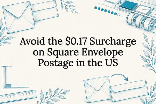 Decorative square envelope postage title card