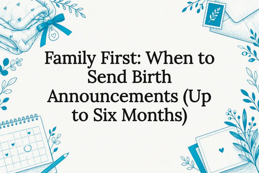 Decorative birth announcement title card illustration