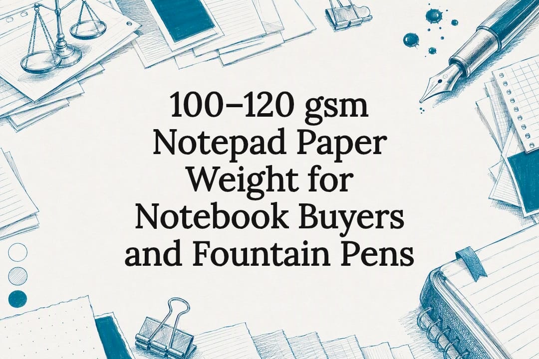 Decorative paper weight and fountain pen illustration