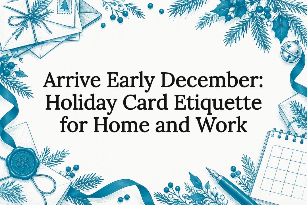 Decorative holiday card etiquette title illustration