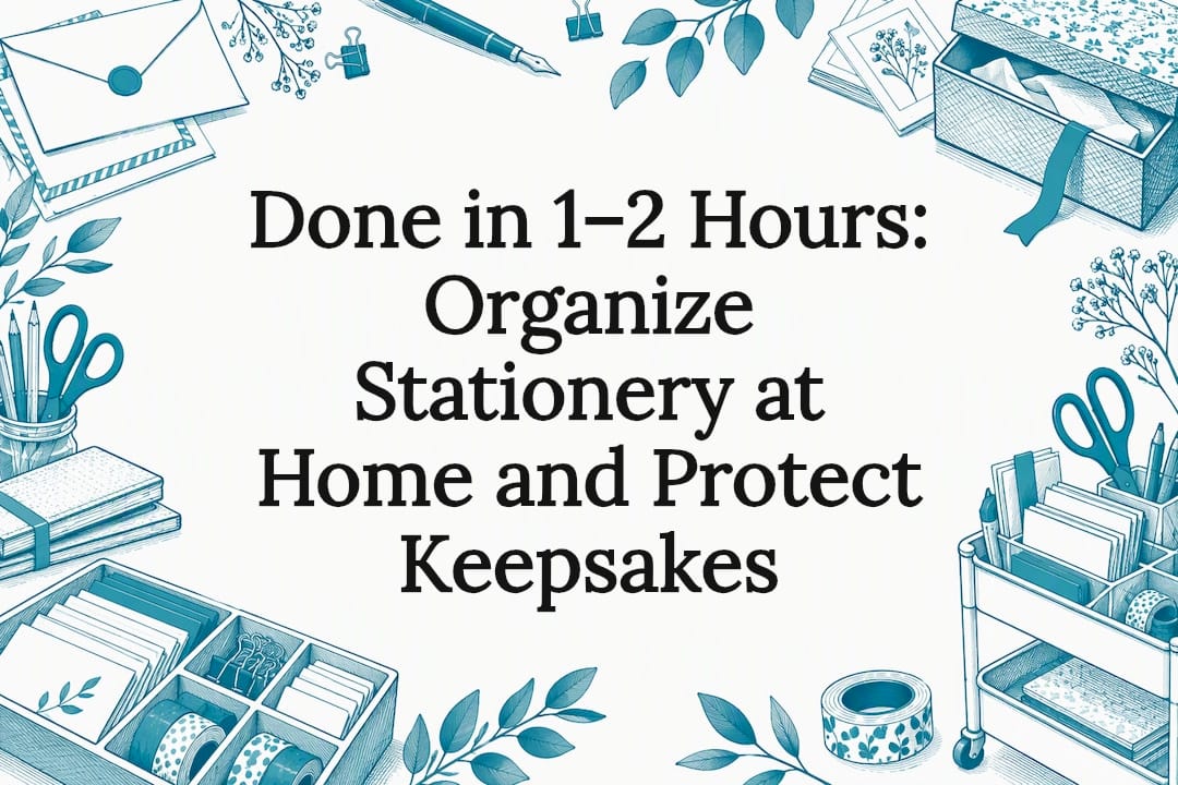Organized stationery and keepsake title card