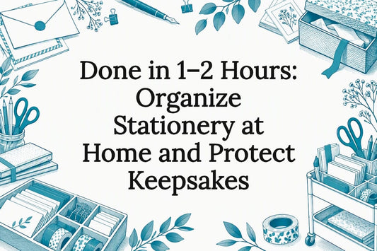 Organized stationery and keepsake title card