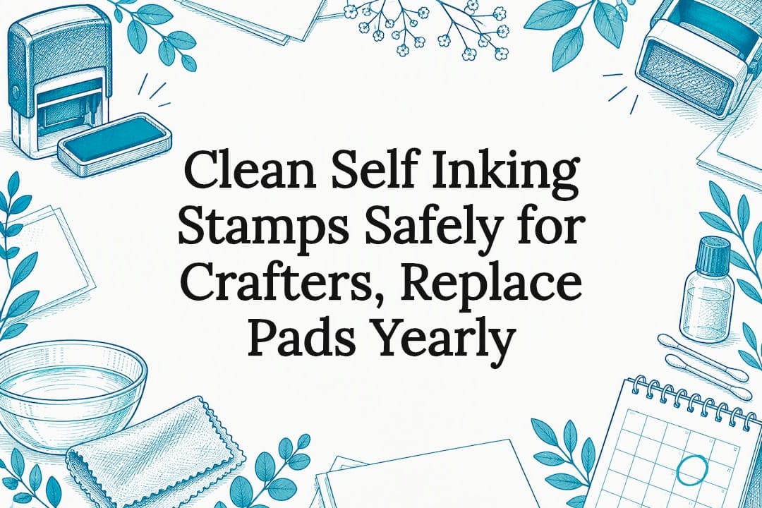 Decorative self-inking stamp cleaning title card