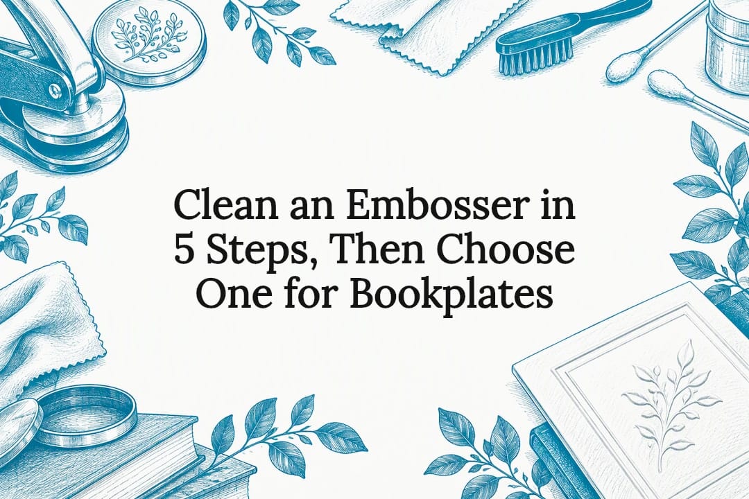 Sketch of an embosser and bookplate