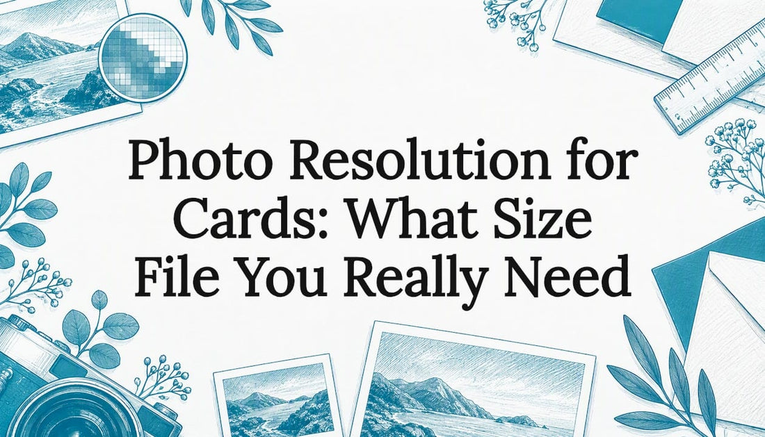 Sketch framing a photo card resolution title