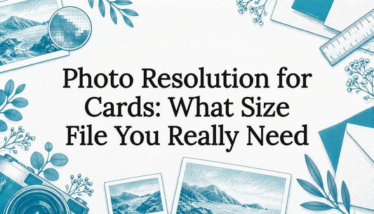 Sketch framing a photo card resolution title