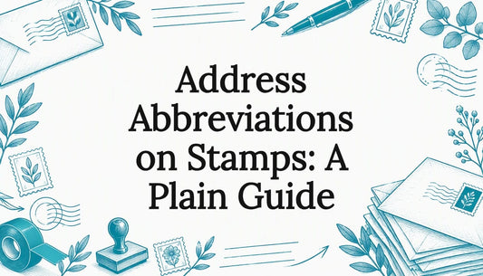 Sketch of envelopes and a return address stamp