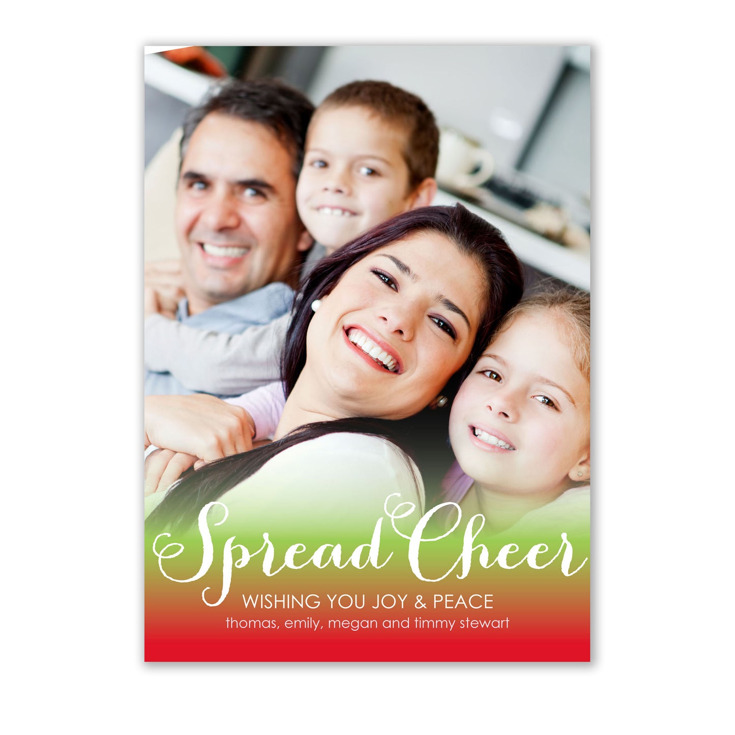 Spread cheer with a Noteworthy Spread Cheer Holiday Ombre Photo Card. Complete with white unlined envelopes, this card is the perfect way to send warm wishes to loved ones during the holiday season.
