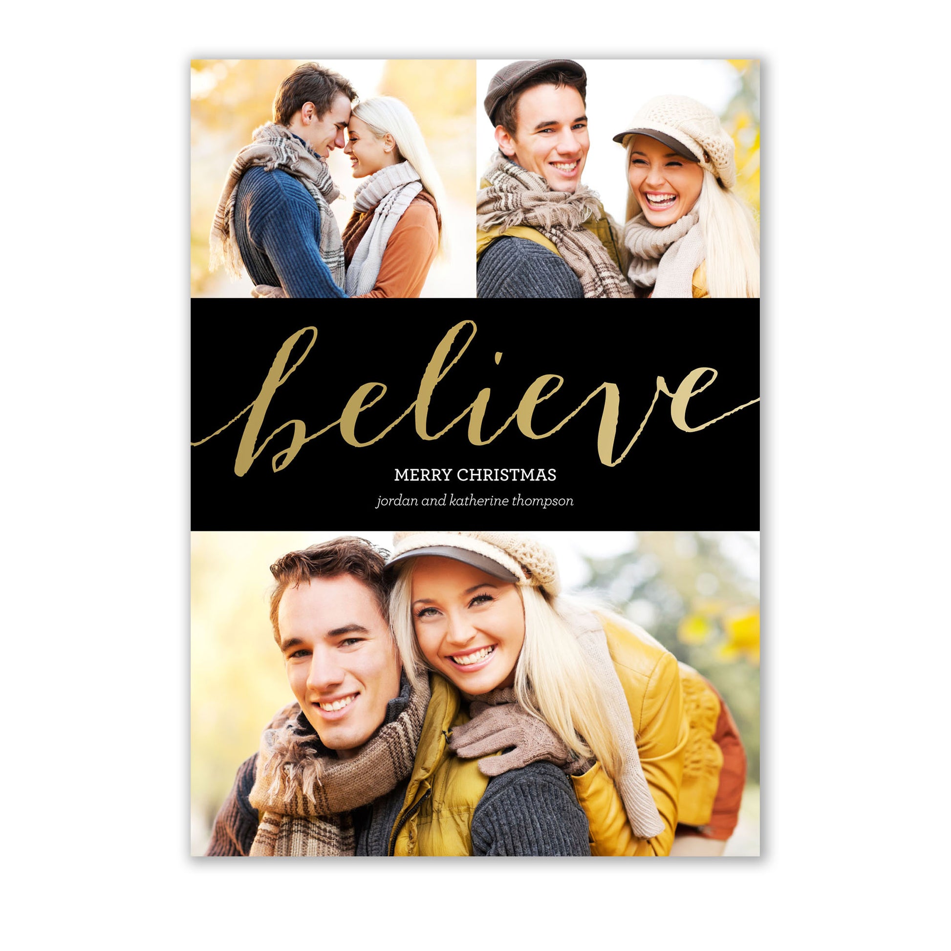 Noteworthy Collections Believe holiday photo card.