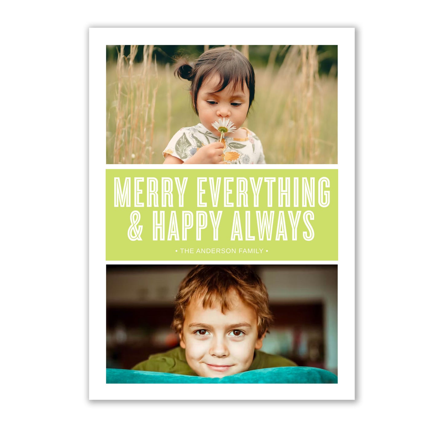 Send holiday cheer with a Merry Everything Holiday Photo Card from Noteworthy. Each card comes with unlined envelopes for a festive touch.