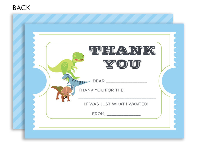 Dinosaur Party Kids Fill-in Thank Yous