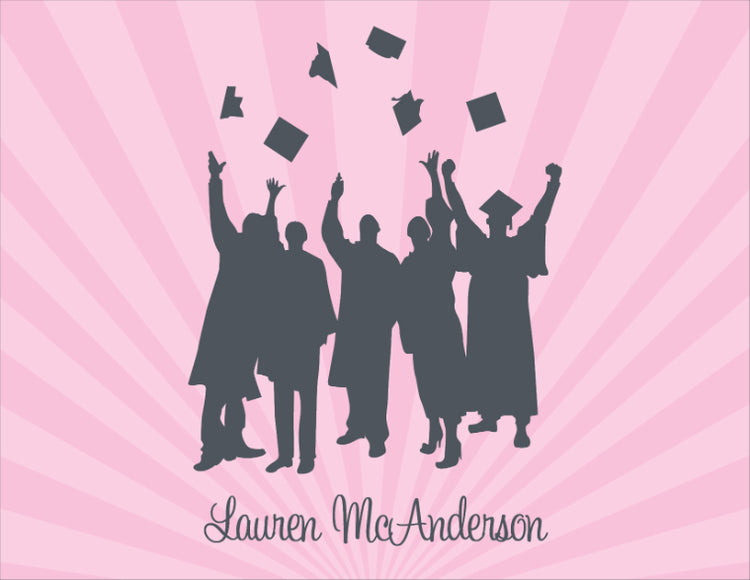 Grad Caps Pink Note Cards