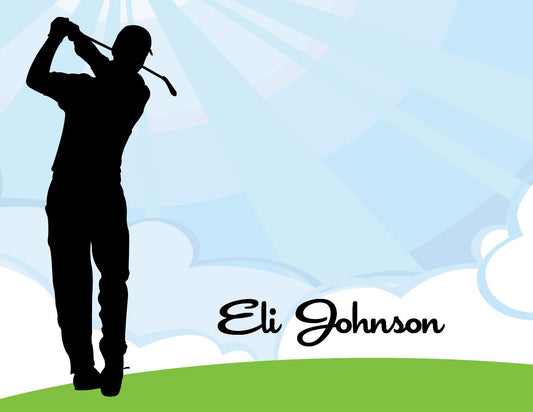 Golfer Silhouette Folded Note Thank You Note Cards