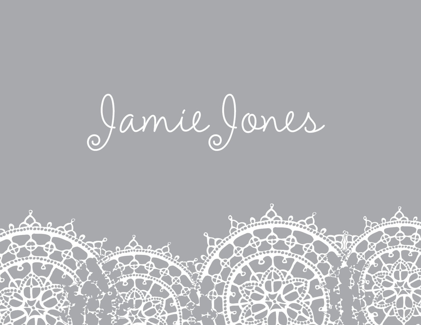 Lace Lined Grey Folded Thank You Note Cards