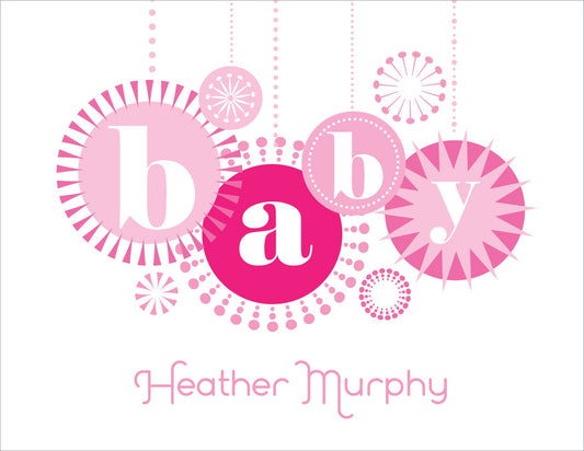 Baby Ornaments Pink Note Cards