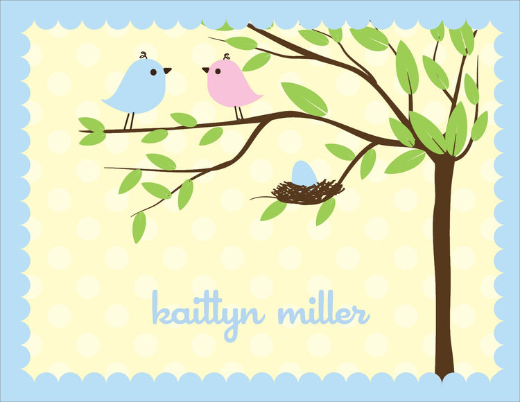 Bird Tree Egg Boy Note Cards