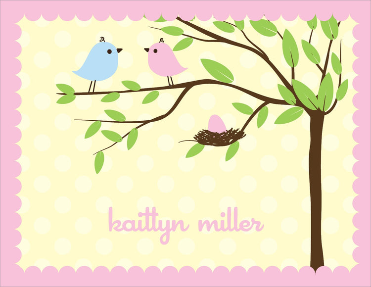 Bird Tree Egg Girl Note Cards