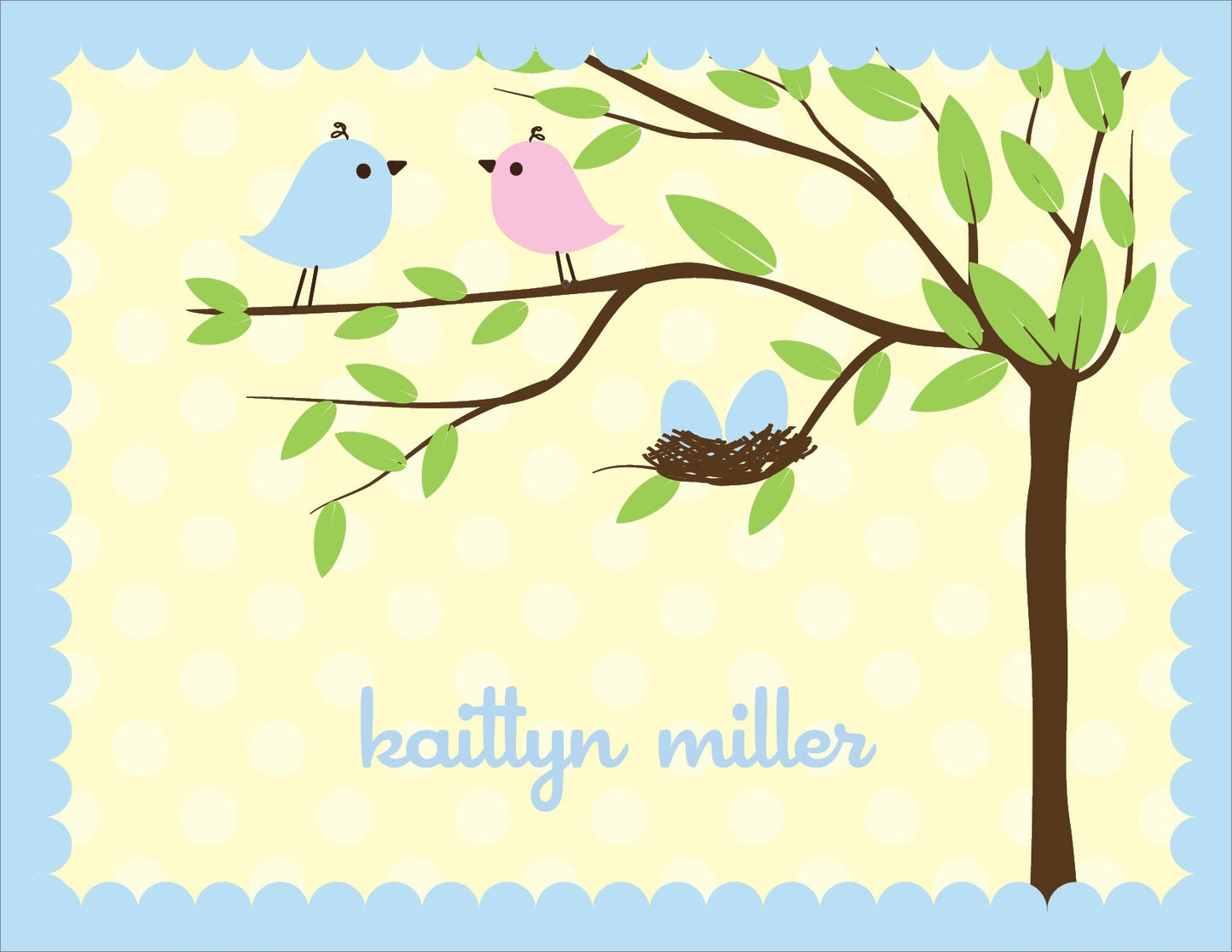 Bird Tree Egg Boy Twins Note Cards