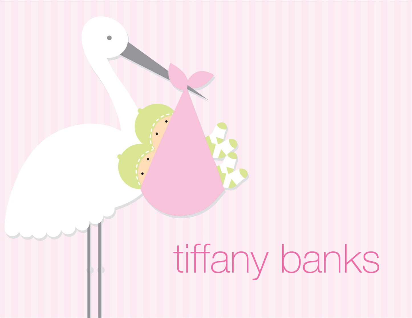 Stork Pink Twins Note Cards