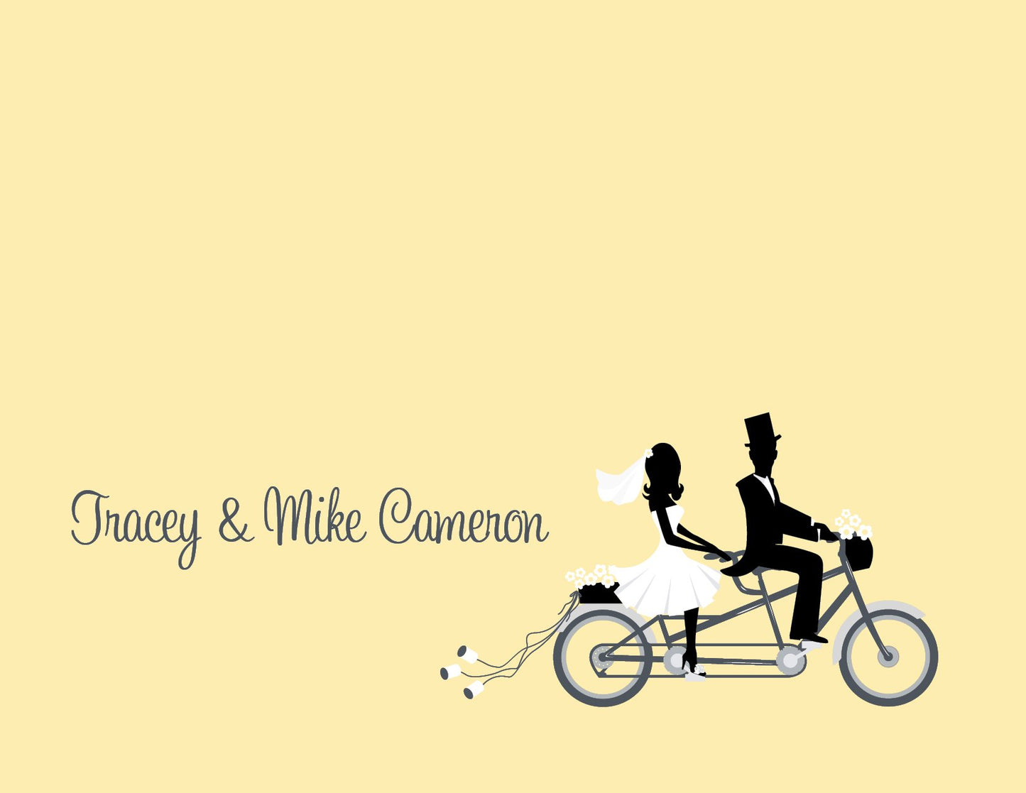 Tandem Bike Ride Yellow Thank You Cards