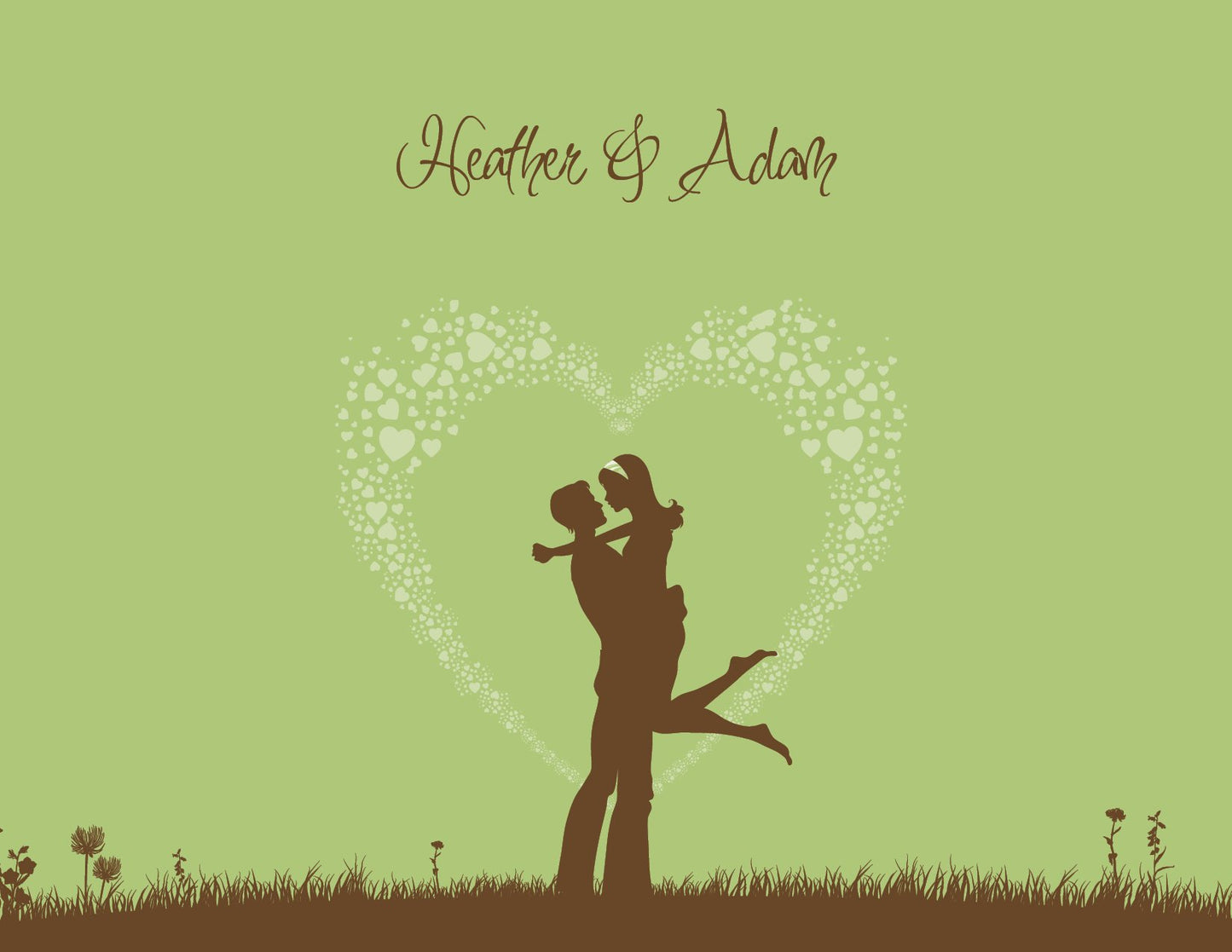 Happy in Love Silhouette Wasabi Thank You Cards