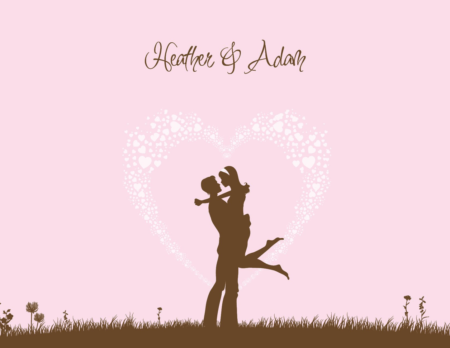 Happy in Love Silhouette Pink Thank You Cards