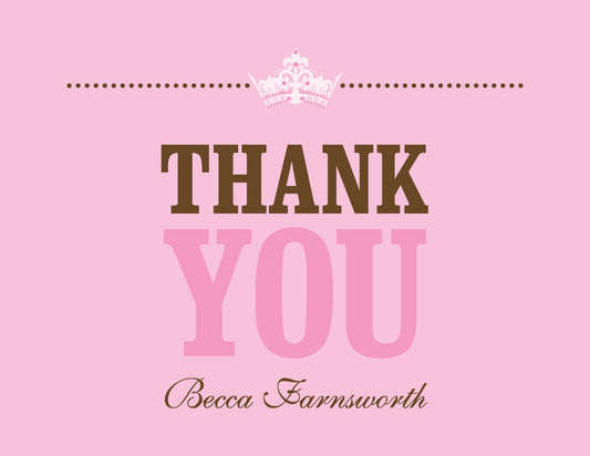 Princess Shower Chocolate & Pink Thank You Cards